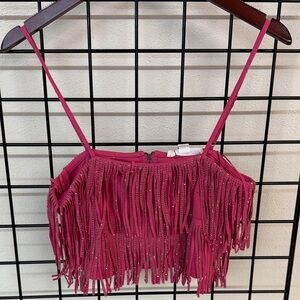 Chic Fringe Camisole in Vibrant Pink